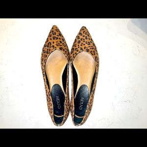 Size 8, Tan Leopard Faux Suede Shoes